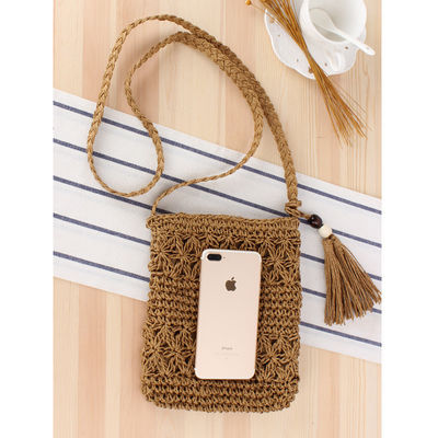 Custom Logo Accepted Women's Straw Crossbody Bucket Weave Straw Bags for Summer Beach