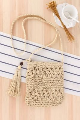Custom Logo Accepted Women's Straw Crossbody Bucket Weave Straw Bags for Summer Beach
