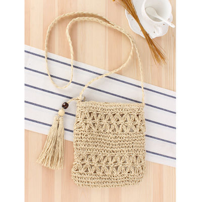 Custom Logo Accepted Women's Straw Crossbody Bucket Weave Straw Bags for Summer Beach