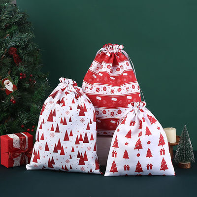 Letter Pattern Type Large Drawstring Pouches Christmas Cotton Bag Santa Sacks Gift Bag