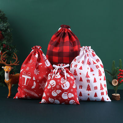Letter Pattern Type Large Drawstring Pouches Christmas Cotton Bag Santa Sacks Gift Bag