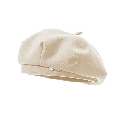 Korean Version of Autumn and Winter Woolen Metal Mark Beret for Children's Daily Life