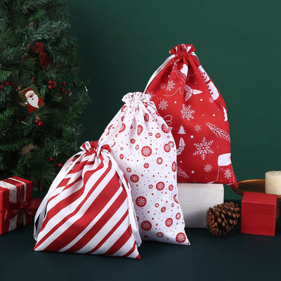 Letter Pattern Type Large Drawstring Pouches Christmas Cotton Bag Santa Sacks Gift Bag