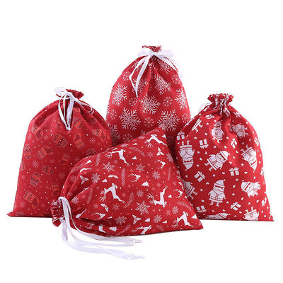 Letter Pattern Type Large Drawstring Pouches Christmas Cotton Bag Santa Sacks Gift Bag