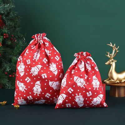 Letter Pattern Type Large Drawstring Pouches Christmas Cotton Bag Santa Sacks Gift Bag