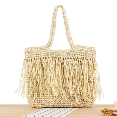 2024 Large Capacity Women Paper Straw Beach Tote Hand Bag With Tassel Newest Fashinable