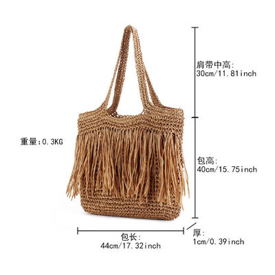 2024 Large Capacity Women Paper Straw Beach Tote Hand Bag With Tassel Newest Fashinable