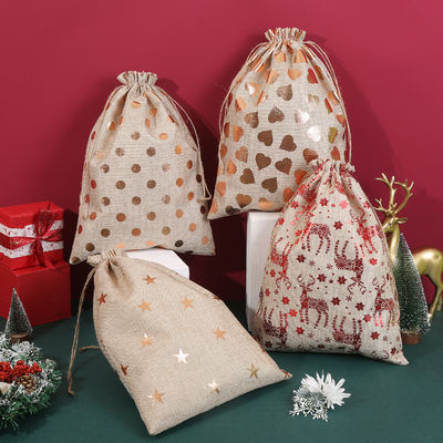 Eco-friendly Christmas Santa Sacks Drawstring Bag for Mini Gifts and Candy Packaging
