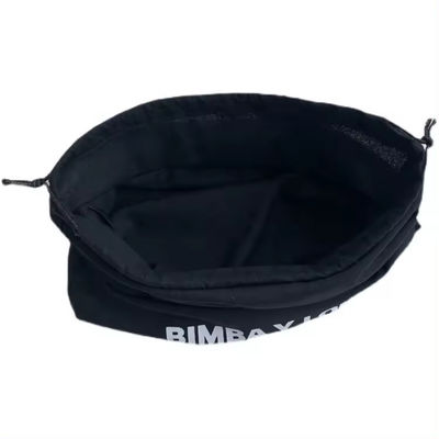 Medium Black Muslin Calico Canvas Cotton Drawstring Pouch Bags with Customized Logo
