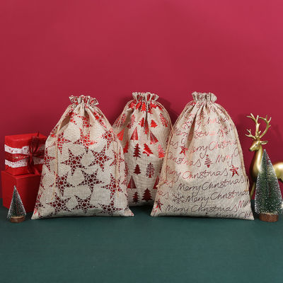 Eco-friendly Christmas Santa Sacks Drawstring Bag for Mini Gifts and Candy Packaging