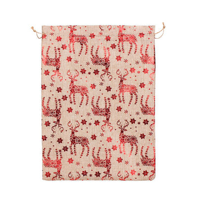 Eco-friendly Christmas Santa Sacks Drawstring Bag for Mini Gifts and Candy Packaging
