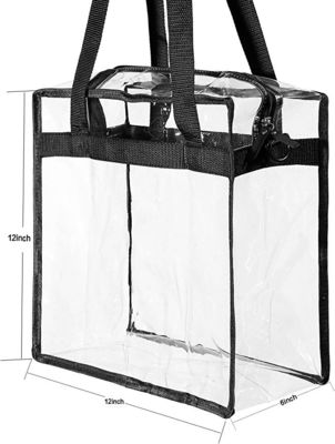 Women's Shopping Companion Clear PVC Tote Bag with Zipper Closure and Adjustable Strap