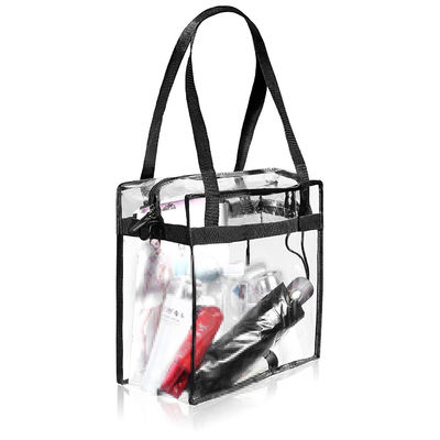 Women's Shopping Companion Clear PVC Tote Bag with Zipper Closure and Adjustable Strap