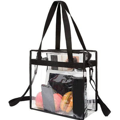 Women's Shopping Companion Clear PVC Tote Bag with Zipper Closure and Adjustable Strap