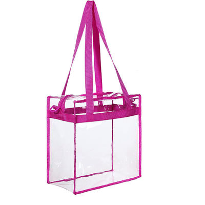 Women's Shopping Companion Clear PVC Tote Bag with Zipper Closure and Adjustable Strap
