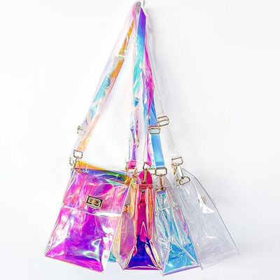 2024 Summer Transparent Women's Holographic Bag with Polyester Lining and Square Chain