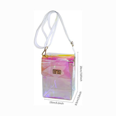 2024 Summer Transparent Women's Holographic Bag with Polyester Lining and Square Chain