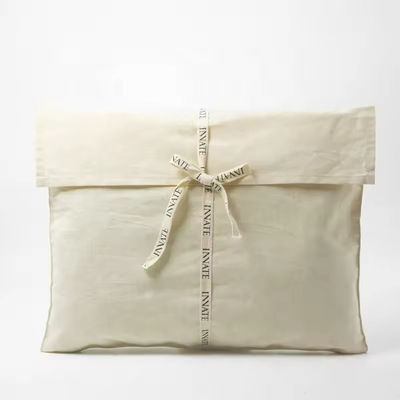 Recyclable Luxury Makeup Cosmetic Cotton Envelope Pouch With Tie Custom Logo Print Bag