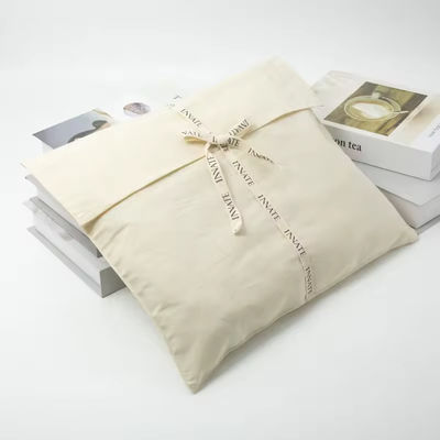 Recyclable Luxury Makeup Cosmetic Cotton Envelope Pouch With Tie Custom Logo Print Bag