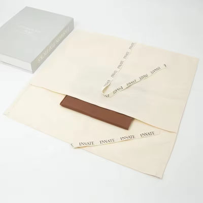 Recyclable Luxury Makeup Cosmetic Cotton Envelope Pouch With Tie Custom Logo Print Bag