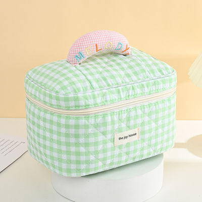 Large-capacity Lattice Portable color Storage Cosmetic Makeup Customized Printed Logo Bag