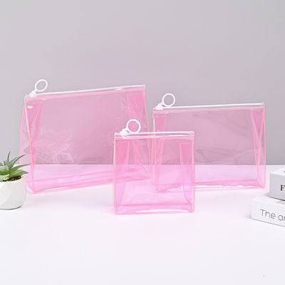Low MOQ PVC Custom LOGO Pouch Travel Clear Zip Lock Cosmetic Bag with Customized Logo