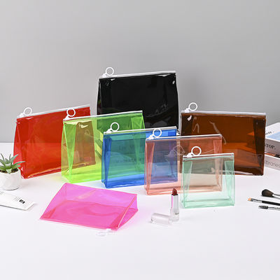 Low MOQ PVC Custom LOGO Pouch Travel Clear Zip Lock Cosmetic Bag with Customized Logo