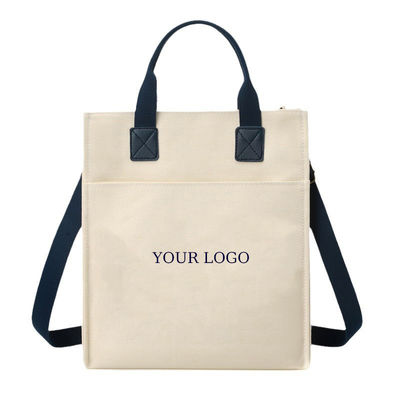 PU Handle Eco Friendly Waterproof Laminated Canvas Tote Shopping Bag With Custom Logo