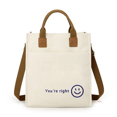 PU Handle Eco Friendly Waterproof Laminated Canvas Tote Shopping Bag With Custom Logo