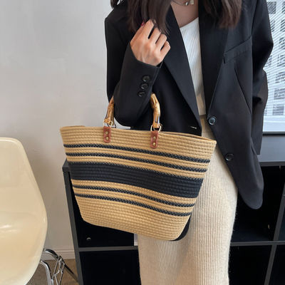 Stylish Women Woven Beach Straw Handbag Casual Handmade Hollow Out Rattan Shoulder Bags