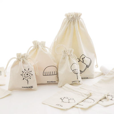 Daily Life Custom Print Drawstring Bags Cotton Canvas Dust Bag with Custom Logo