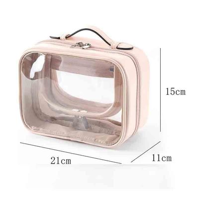 Keep Your Cosmetics Organized with Double Handle Transparent Waterproof Makeup Bag