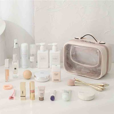 Keep Your Cosmetics Organized with Double Handle Transparent Waterproof Makeup Bag