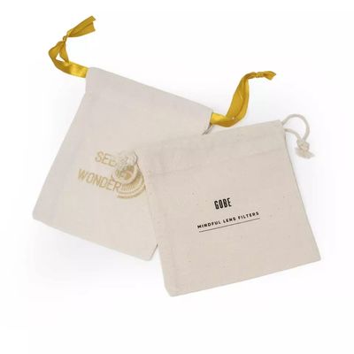 Customized Cotton Muslin Drawstring Bag With Ribbon for Jewelry Packaging Solution