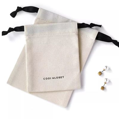 Customized Cotton Muslin Drawstring Bag With Ribbon for Jewelry Packaging Solution