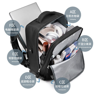 Waterproof Anti-theft Custom Nylon Polyester Travel Bag Laptop Business Hiking Backpack with USB Charging Port