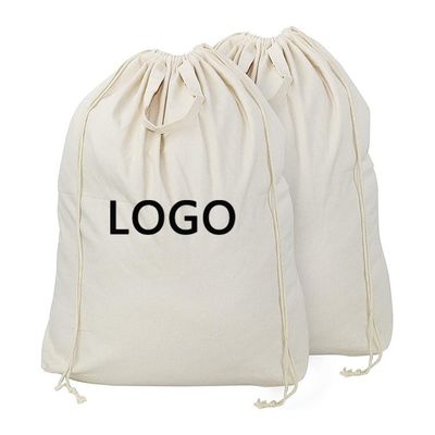 Customized Color Logo Printed Portable Cotton Canvas Double String Reusable Dust Handbag