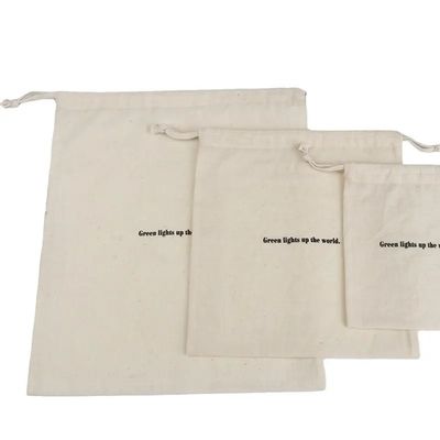 Customized Color Logo Printed Portable Cotton Canvas Double String Reusable Dust Handbag