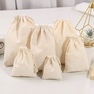 Customized Color Logo Printed Portable Cotton Canvas Double String Reusable Dust Handbag