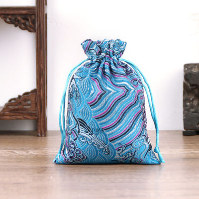 Customized Color Chinese Style Brocade Drawstring Bag for Customized Logo Jewelry Pouch