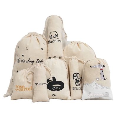 Customized Cotton Drawstring Bag with Cartoon Pattern and Customized Logo