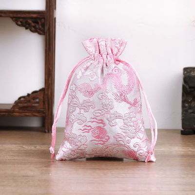 Customized Color Chinese Style Brocade Drawstring Bag for Customized Logo Jewelry Pouch