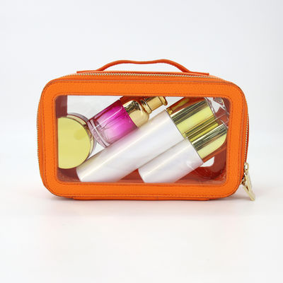Small Waterproof Travel PU Leather Toilet Bag with Customized Color PVC Makeup Case