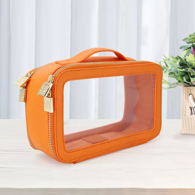 Small Waterproof Travel PU Leather Toilet Bag with Customized Color PVC Makeup Case