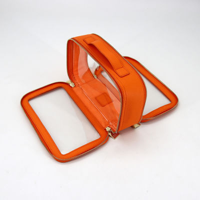 Small Waterproof Travel PU Leather Toilet Bag with Customized Color PVC Makeup Case