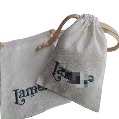 Custom Logo Linen Jute Drawstring Bag Perfect for Jewelry and Digital Storage Reusable