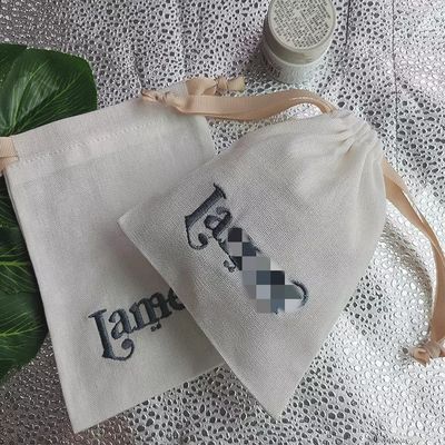 Custom Logo Linen Jute Drawstring Bag Perfect for Jewelry and Digital Storage Reusable