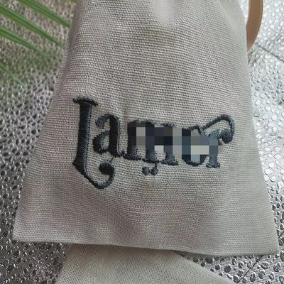 Custom Logo Linen Jute Drawstring Bag Perfect for Jewelry and Digital Storage Reusable