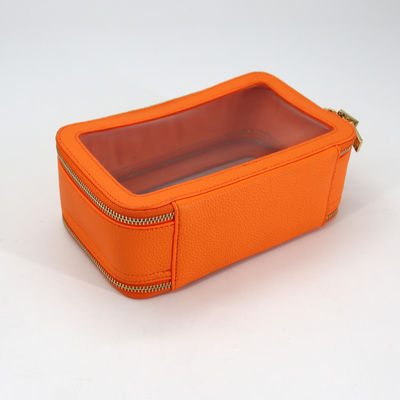 Small Waterproof Travel PU Leather Toilet Bag with Customized Color PVC Makeup Case