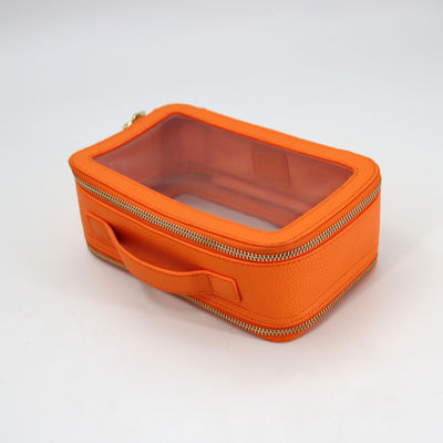 Small Waterproof Travel PU Leather Toilet Bag with Customized Color PVC Makeup Case